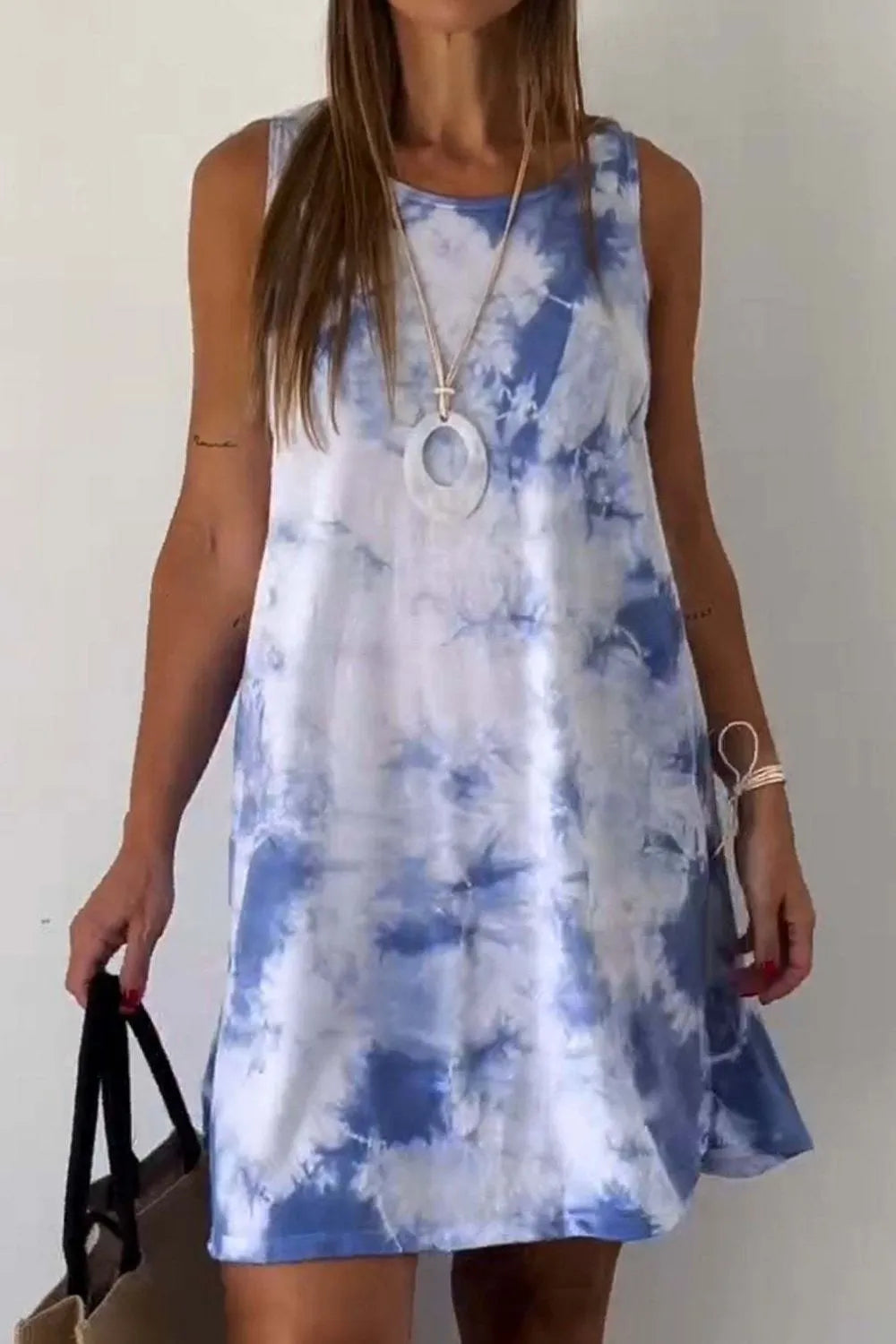 Full Size Tie-Dye Sleeveless Mini Tank Dress Plus Size