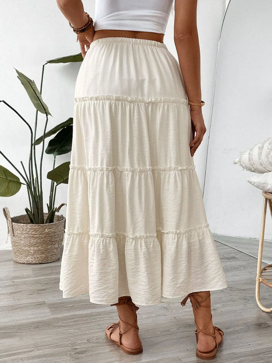 Drawstring Frill Tiered Skirt