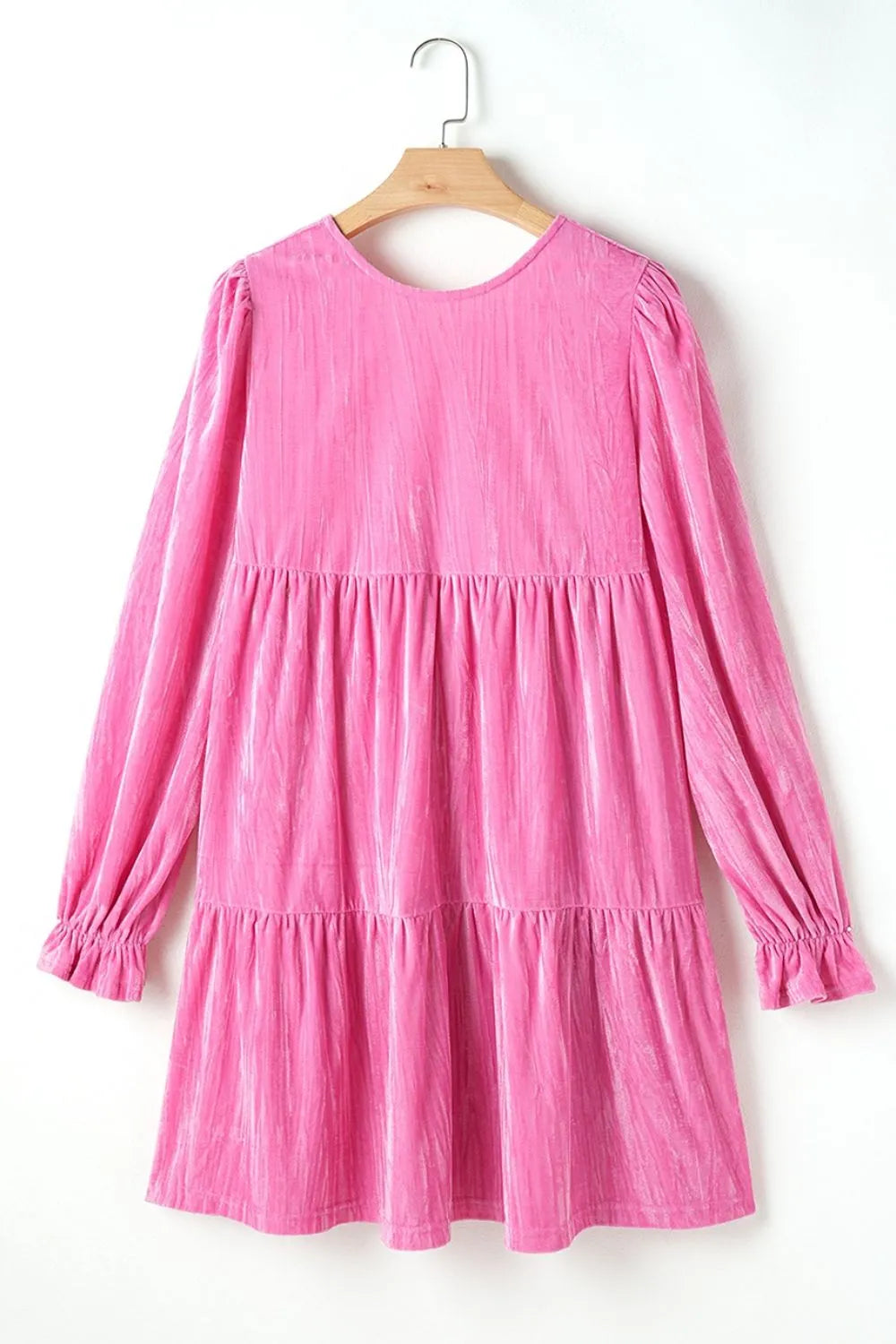Hot Pink Tiered Mini Dress – Flounce Sleeve Chic