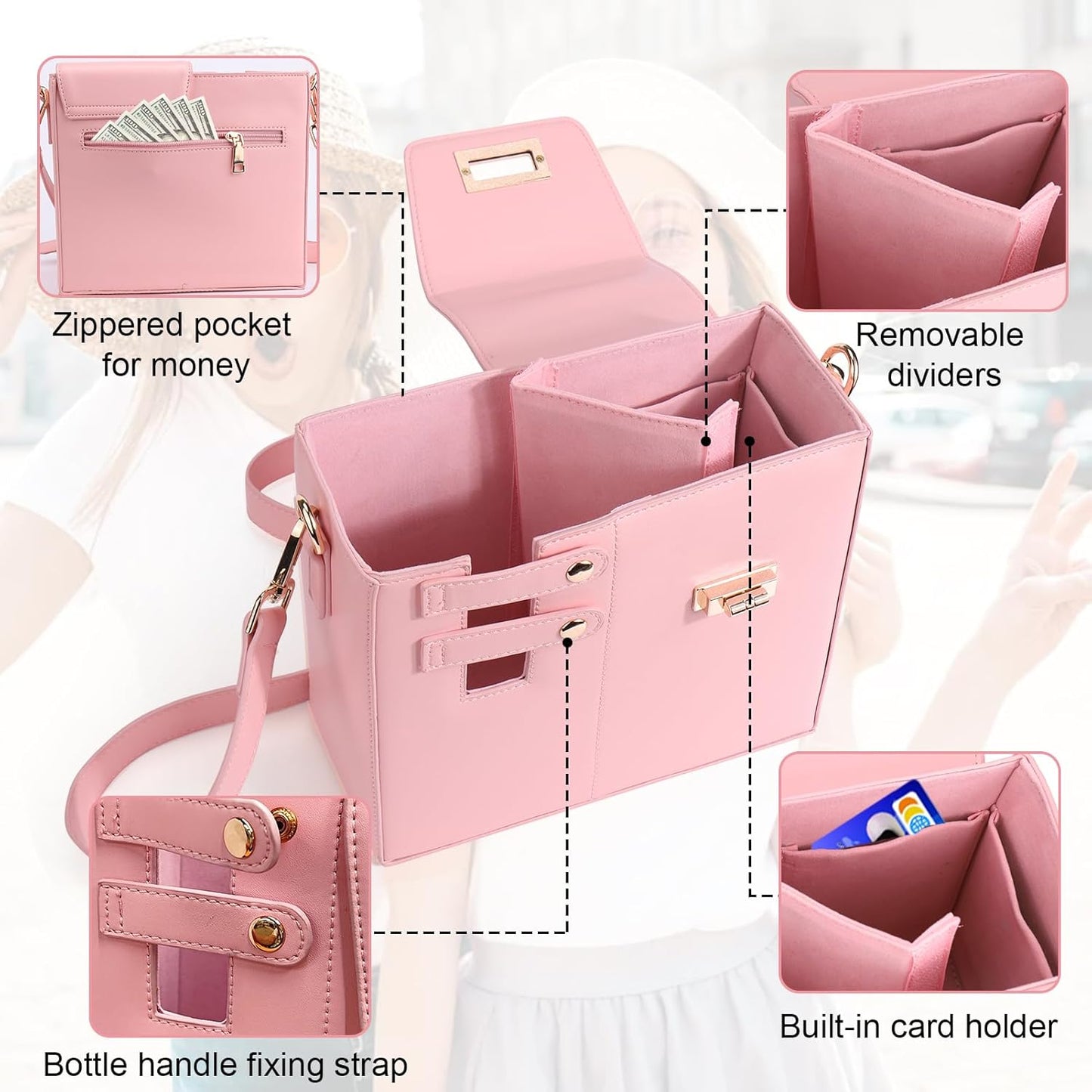 Crossbody Bag with Sports Water Bottle Holder for Women Purse