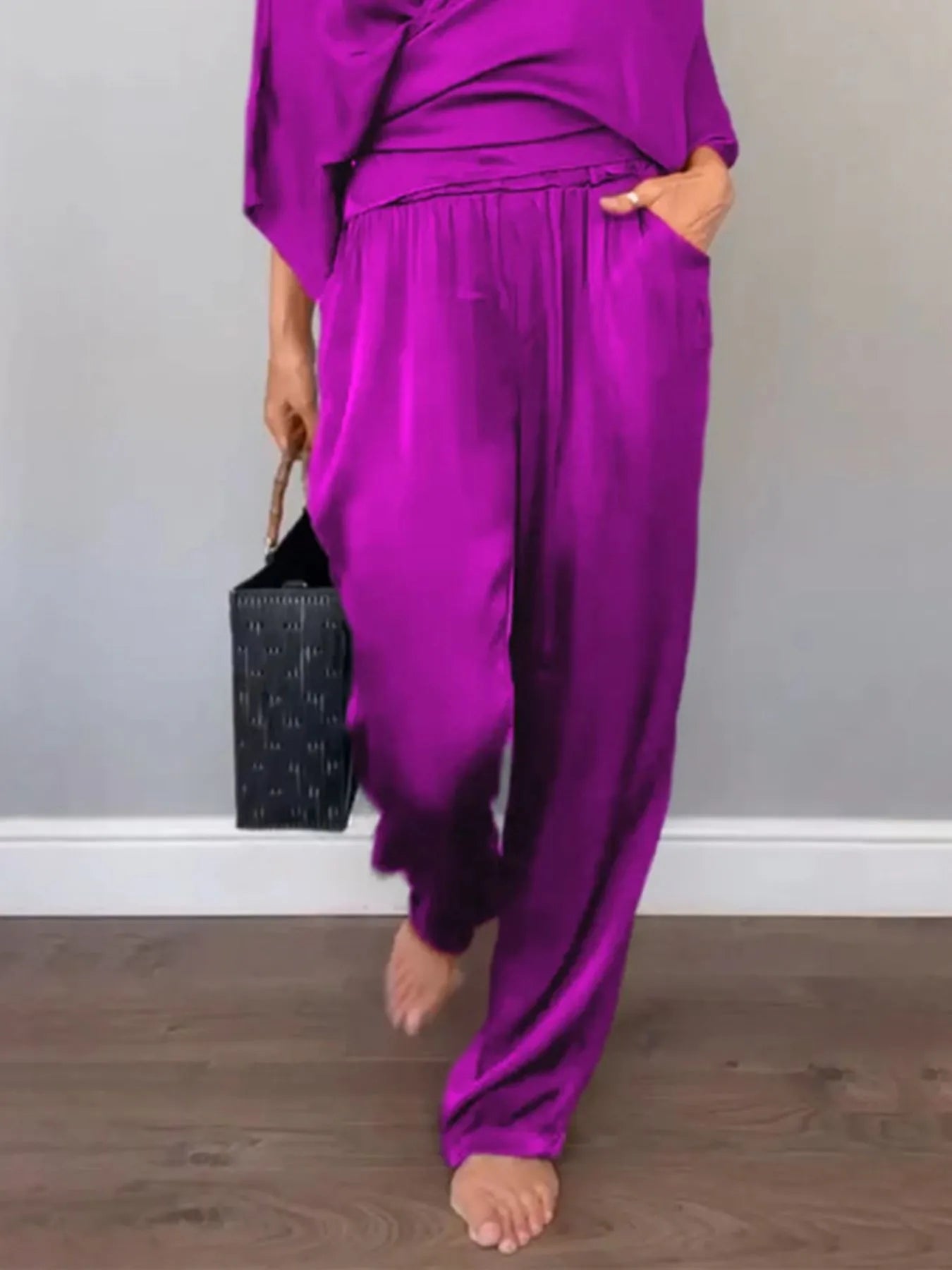 Plus Size Wrap Top & Pants Set
