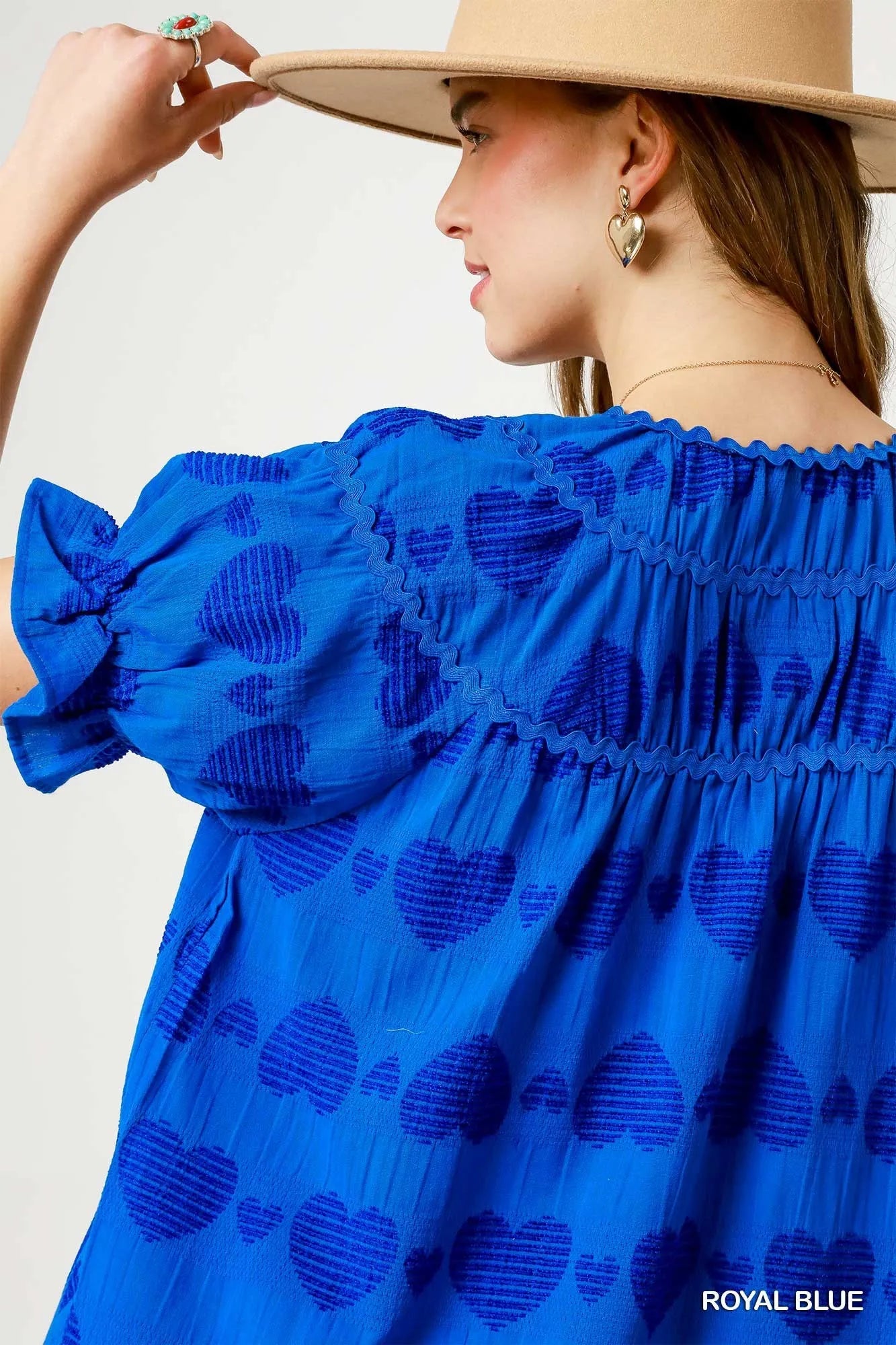 Blue Crush Heart Print Babydoll Dress