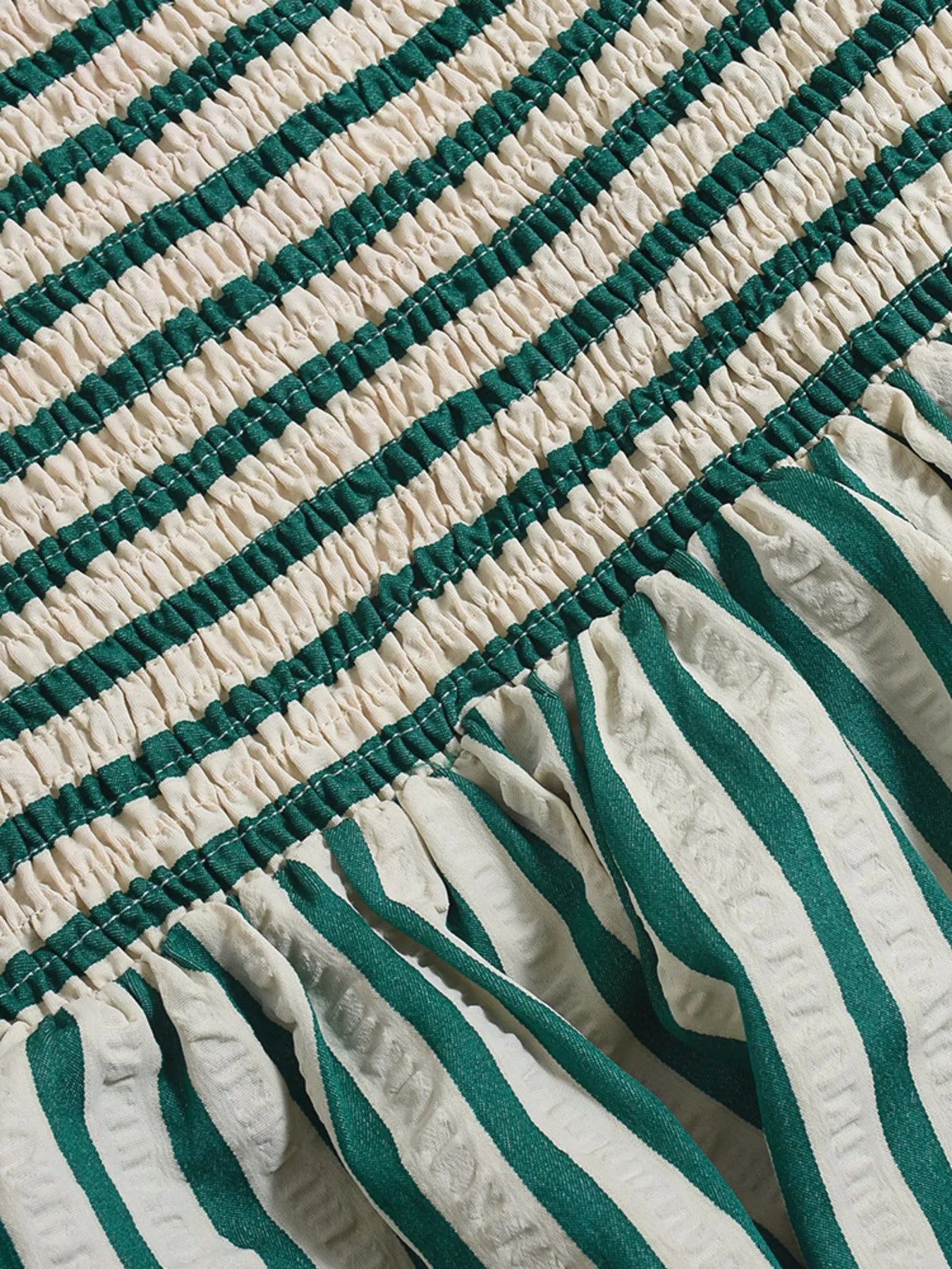 Green Striped Tube Mini Dress – Trendy Strapless Dress for Women