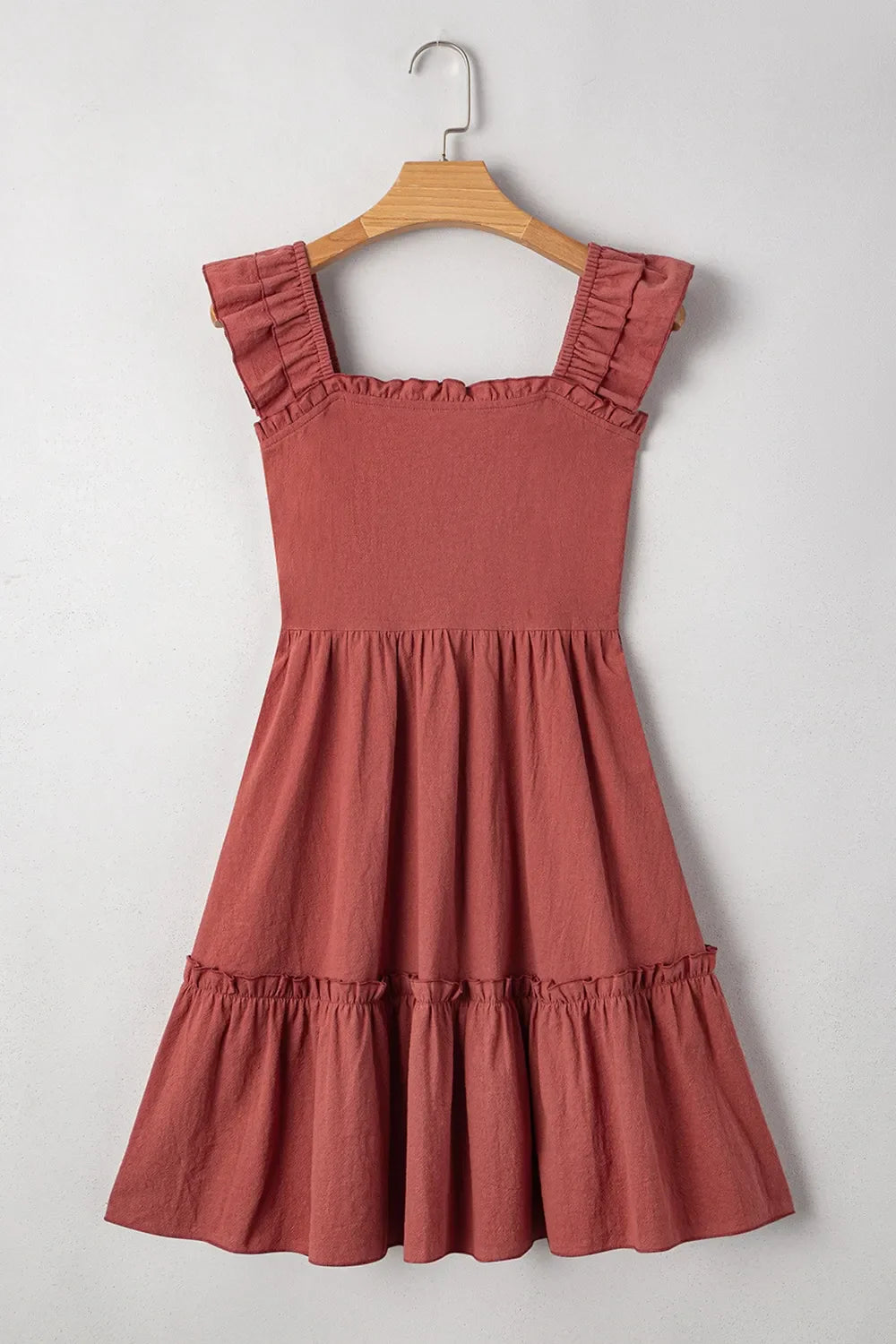 Ruffled Smocked Cap Sleeve Mini Dress