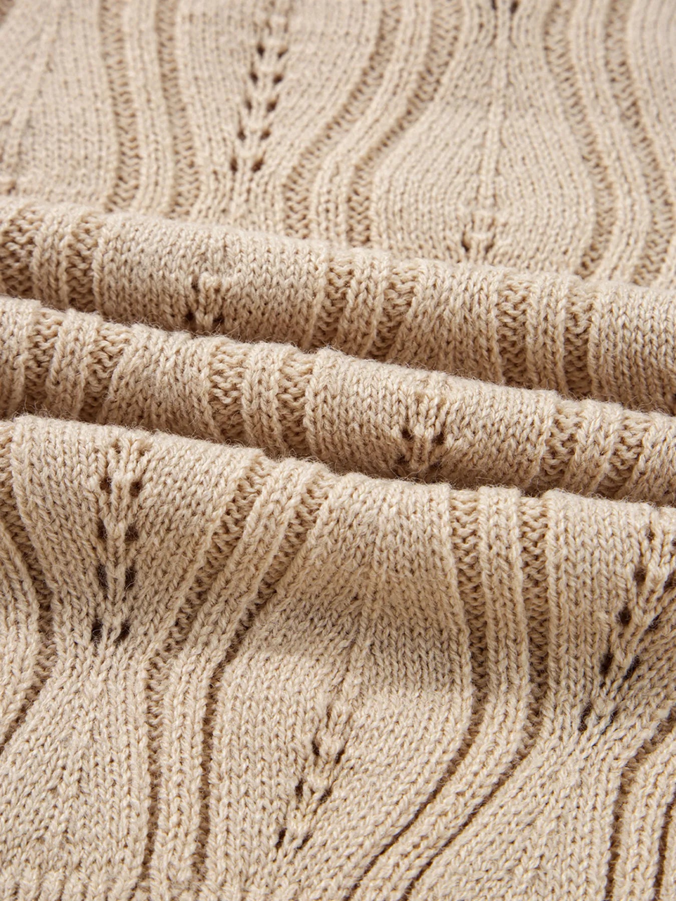 Pearl Beaded Sweater – Pointelle Knit, Lace Patchwork Sleeves