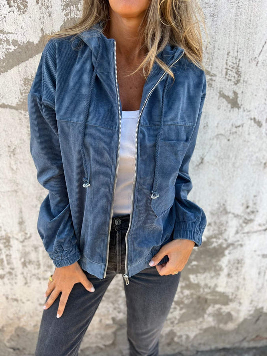 Isabella™ Casual jacket with hood and zip Blue