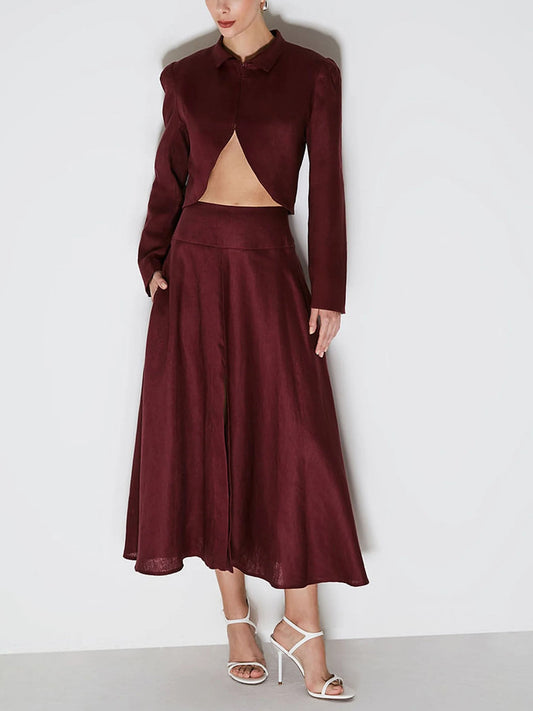 Elegant Front Slit A-line Skirt