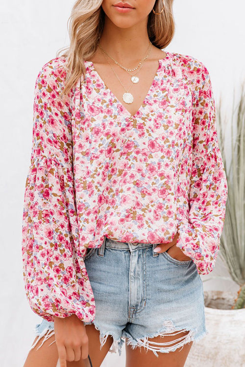Best Blooms Floral Print Chiffon Top - 3 Colors Pink