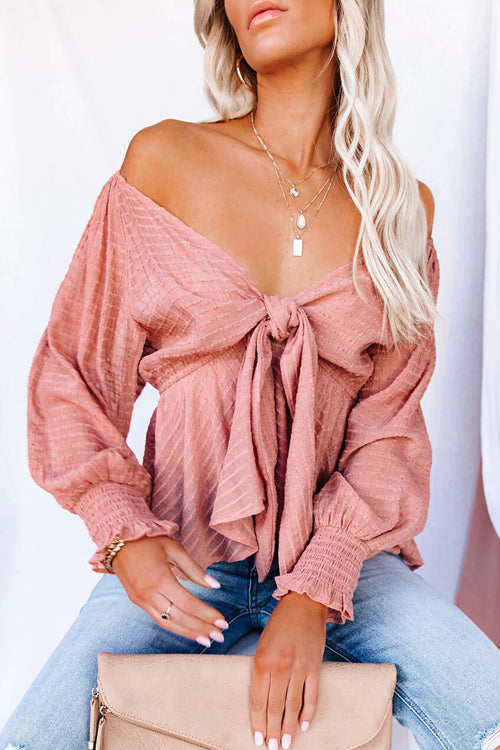 Find Yourself Tie-Front V-Neck Smocked Top - 5 Colors Rose