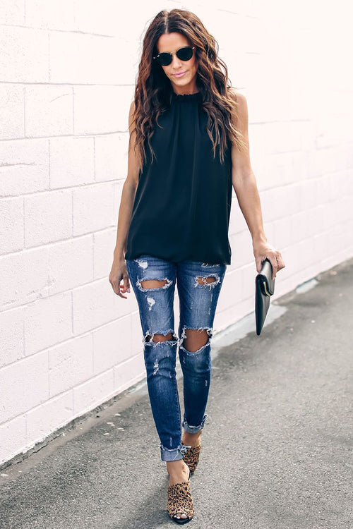 Breeze High-Neck Sleeveless Shirt - 7 Colors Black