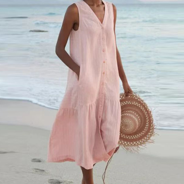 Esther | Sleeveless Buttoned Midi Dress