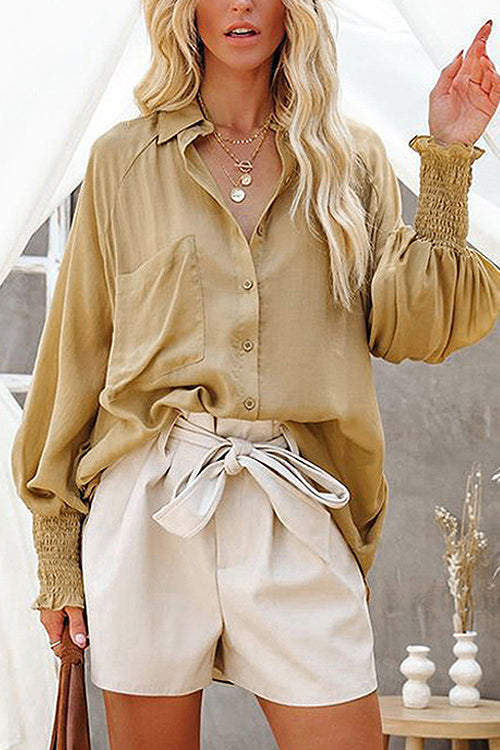 Love Life Oversized Pocket Balloon Sleeve Shirt - 3 Colors Ginger