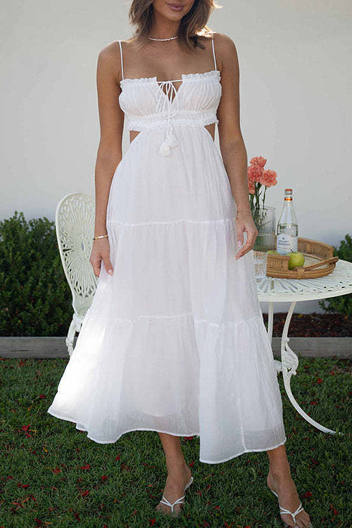 Just Hold On Cut Out Sleeveless Maxi Dress - 4 Colors White