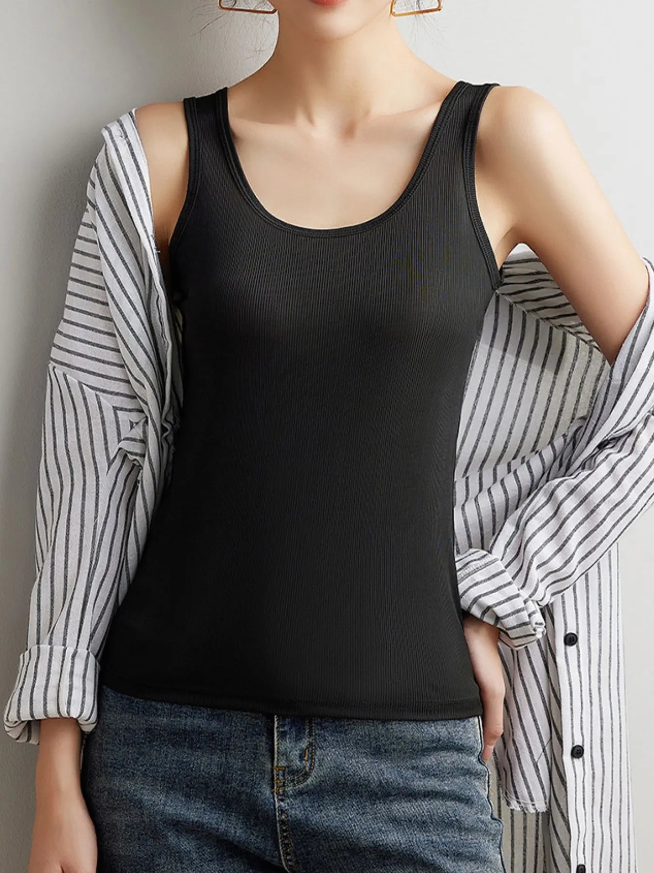 Curve Appeal Ribbed Scoop Neck Tank