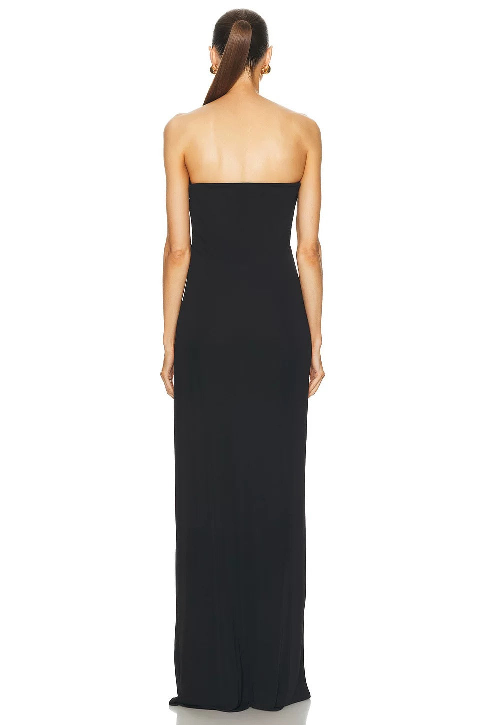 Strapless bandage black maxi dress