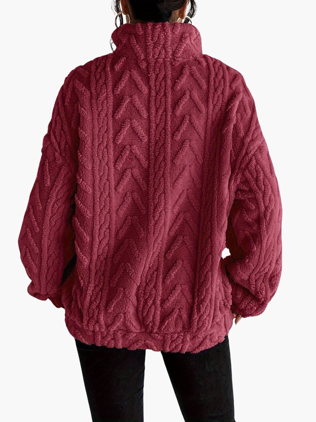 Zara | Luxe Cable-Knit Fleece Sweatshirt
