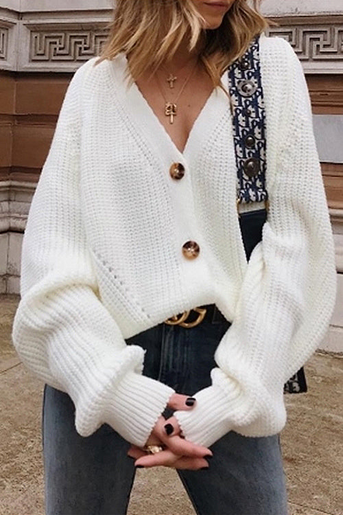 Hug it Out Button-Up Knit Cardigan - 3 Colors White