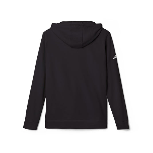 Adidas "67" Black Hoodie — Minimal White Fleece Pullover with Subtle Chest Emblem