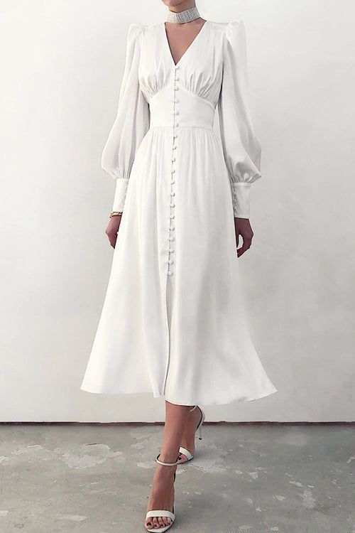 Adorably Flirty Stain Midi Dress - 6 Colors White