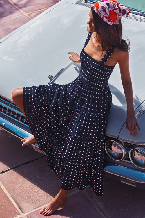 Dreamy Romance Printed Maxi Dress - 4 Colors Navy Dot