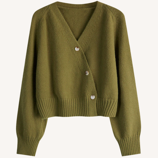 Bevy | V-neck Buttoned Short Cardigan Green