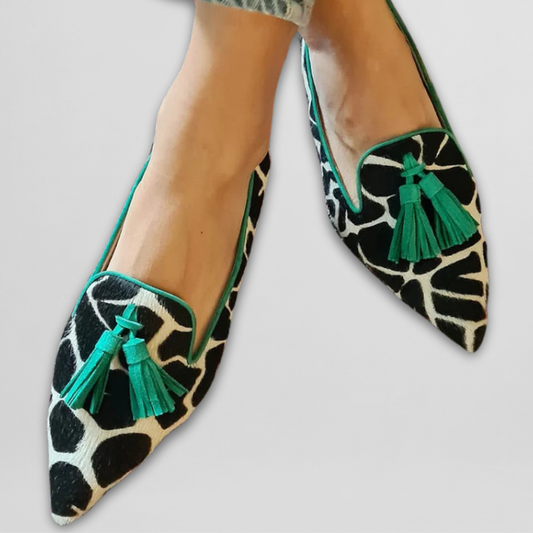 Sabine | Pom Pom Loafers Green