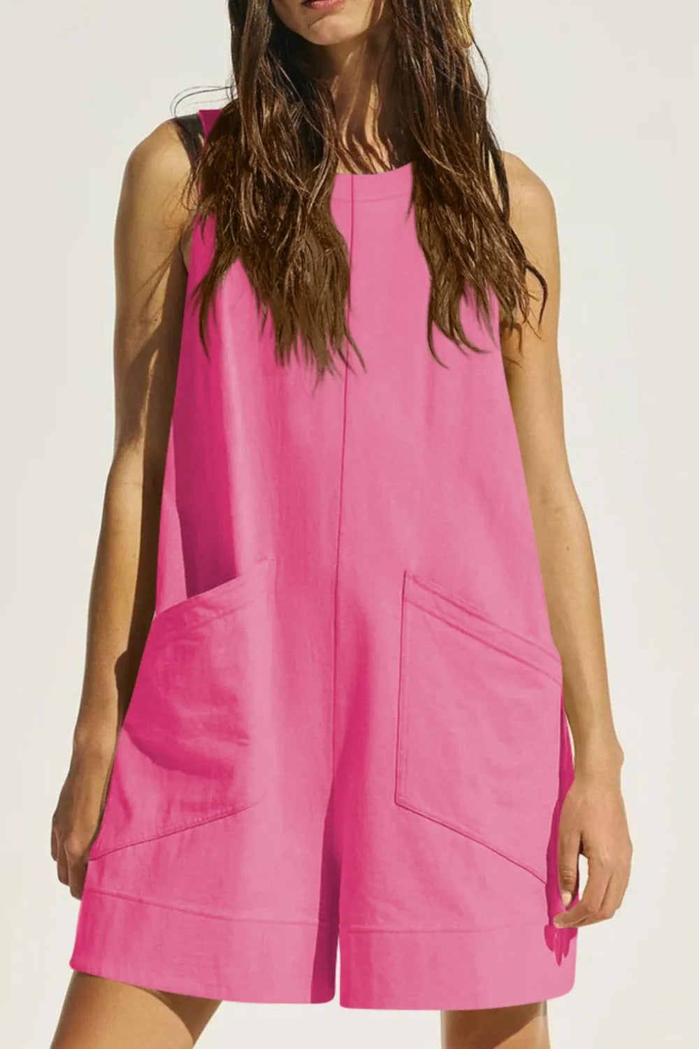 Sleeveless Romper - Round Neck