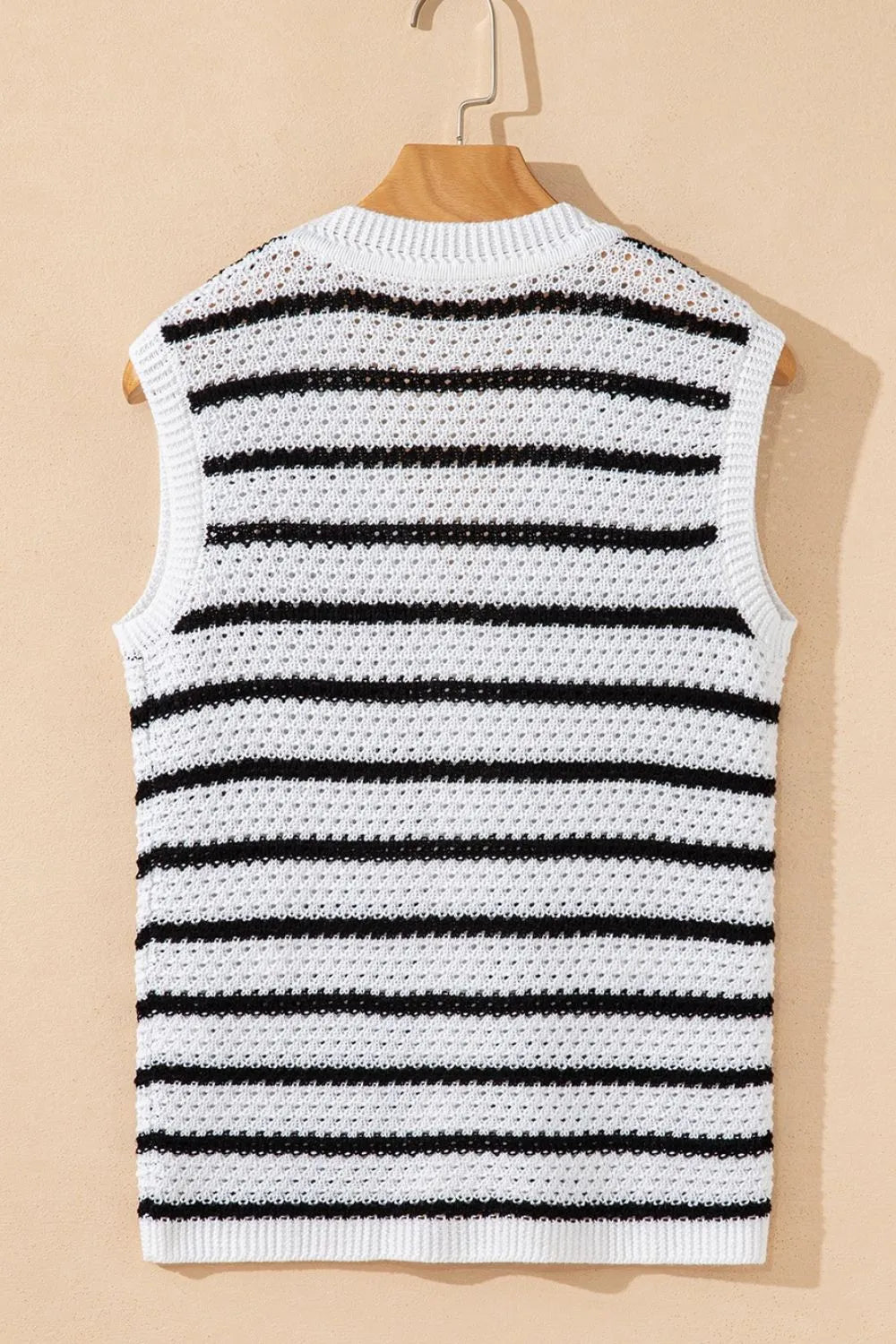 Striped Button-Up Knit Sweater Vest