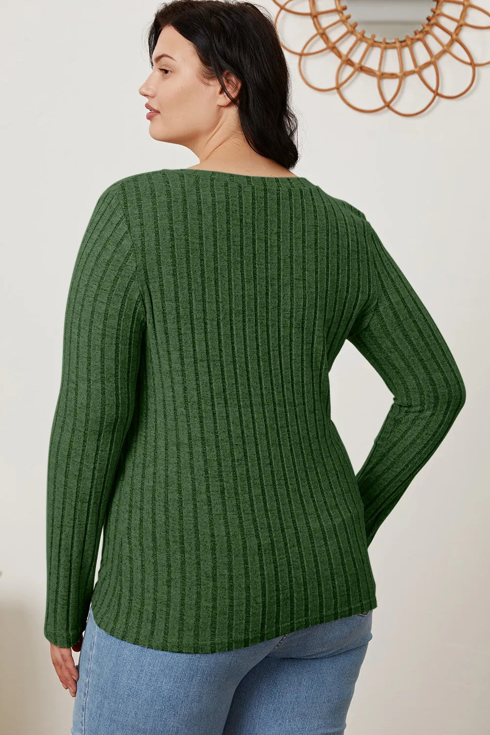 Comfy Ribbed V-Neck Long Sleeve Tee