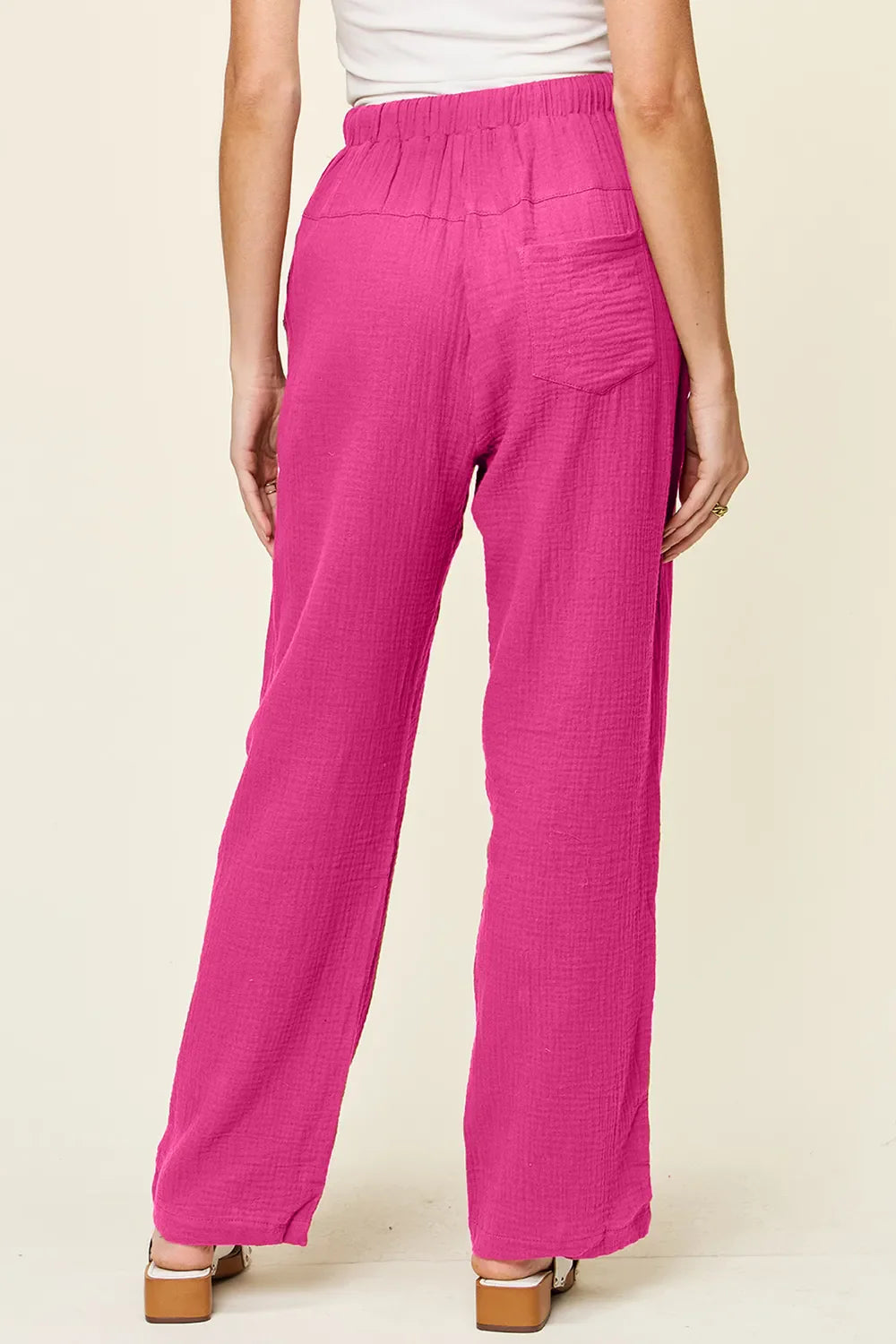Hot Vibe Drawstring Straight Pants - Black or Hot Pink