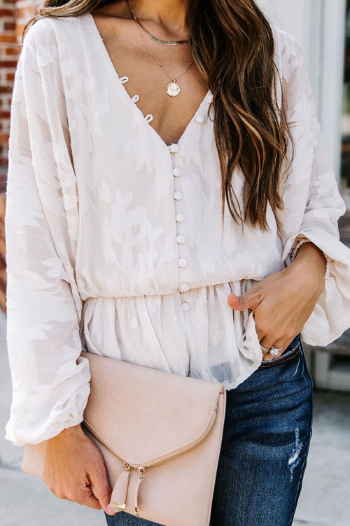 Just As Lovable Embroidery Button-Up Top - 2 Colors White