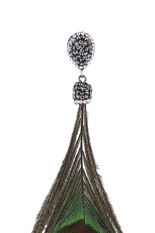 Peacock Feather Crystal Earring