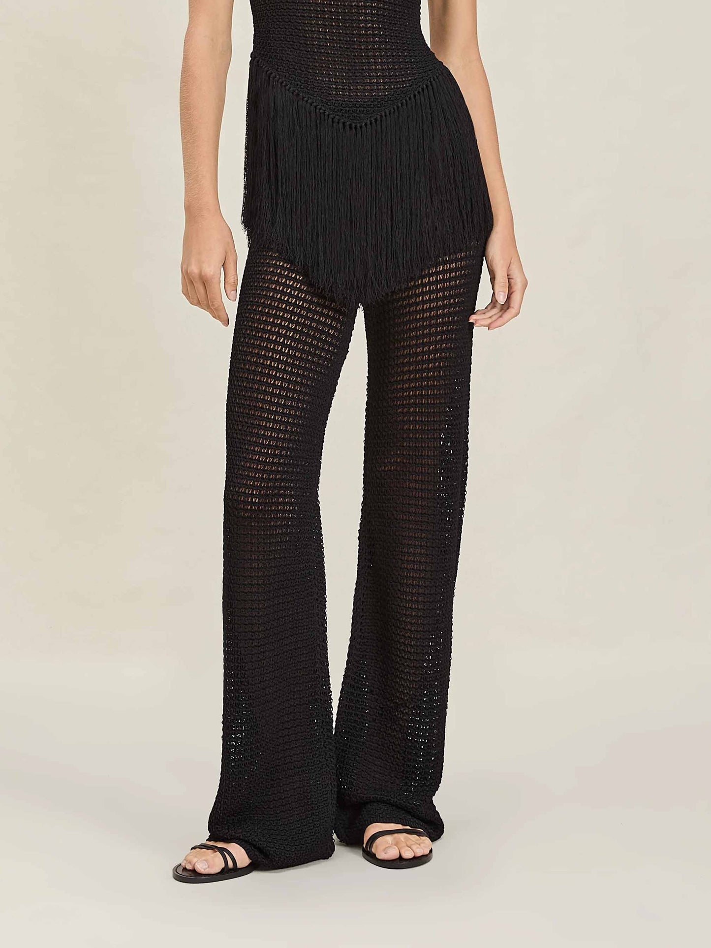 Exquisite Knit Elastic Waistband Pants Black