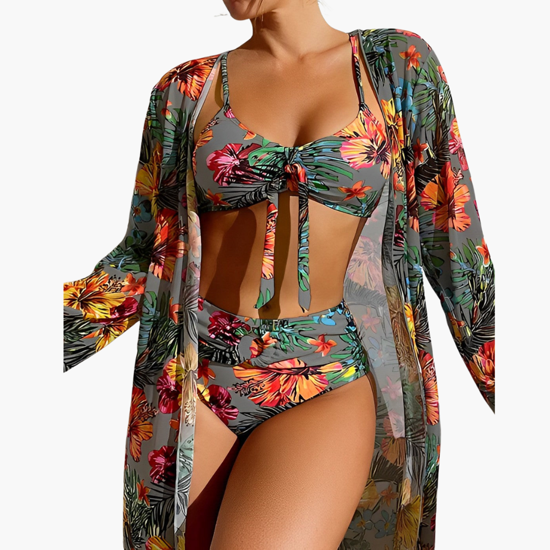 3-Piece Bikini Set - Women's Swimwear with Cover-Up Skirt