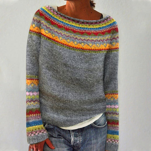 VICTORIA | Artistic Sweater Gray Multicolor