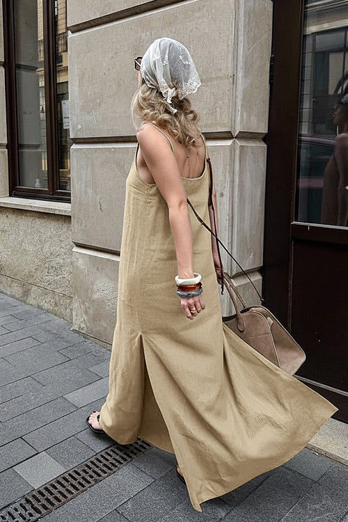 Feeling of Forever Cotton High-Slit Maxi Dress