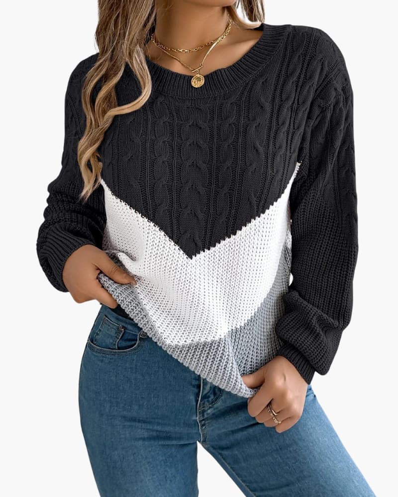 Evie | Chevron Cable-Knit Sweater