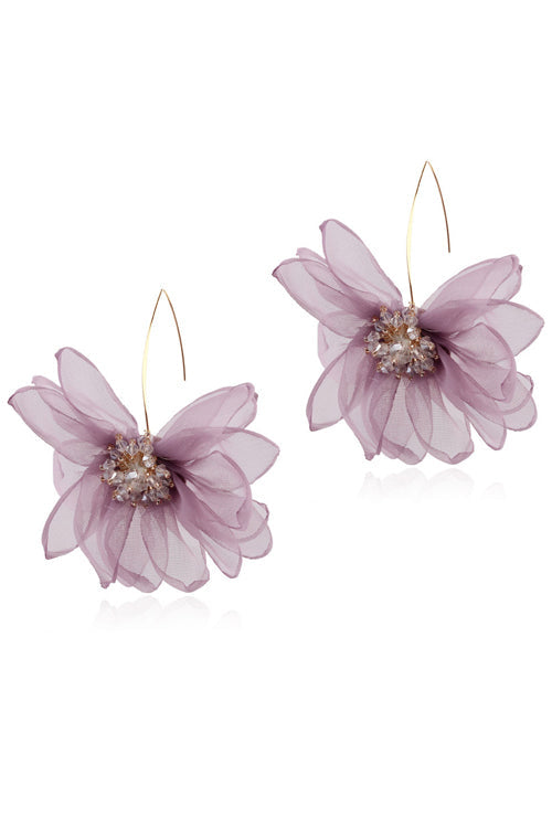 Eyes on the Prize Petal Flower Earrings Purple