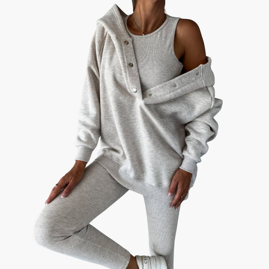 Olivia | Casual Three-Piece Lounge Set Light grey