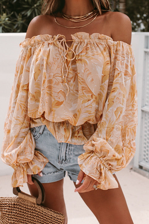 You're My Reason Printed Smocked Top - 2 Colors Apricot