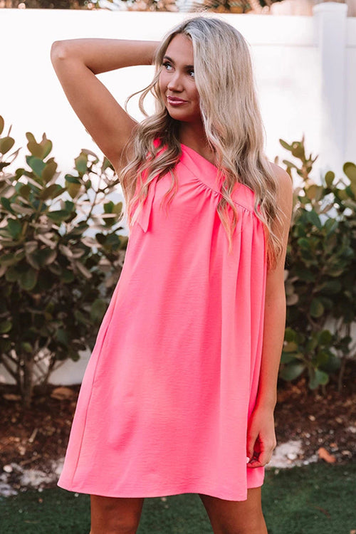 Save Your Love One Shoulder Sleeveless Mini Dress - 3 Colors Pink