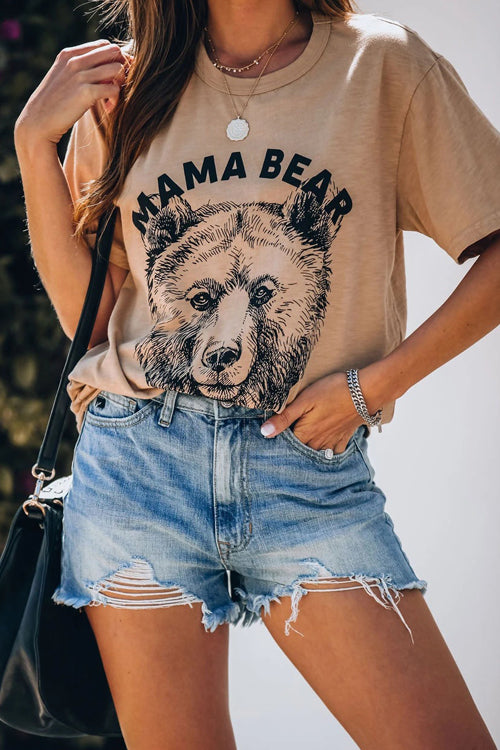 Only For You Graphic Short Sleeve Top - 6 Colors Khaki