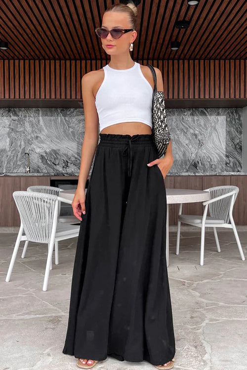 On My Heart Wide Leg Linen Pants - 4 Colors Black