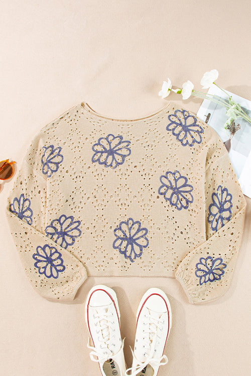 Casual Concept Crochet Knit Top