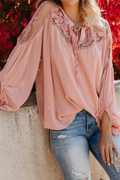 My Sweet Love Floral Embroidery Shirt - 3 Colors Pink