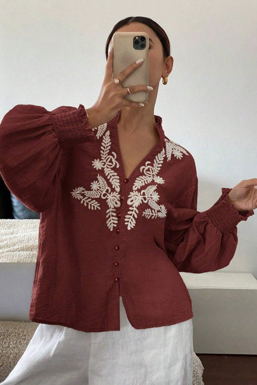 Everyday Luck Floral Embroidered Cotton Top - 5 Colors