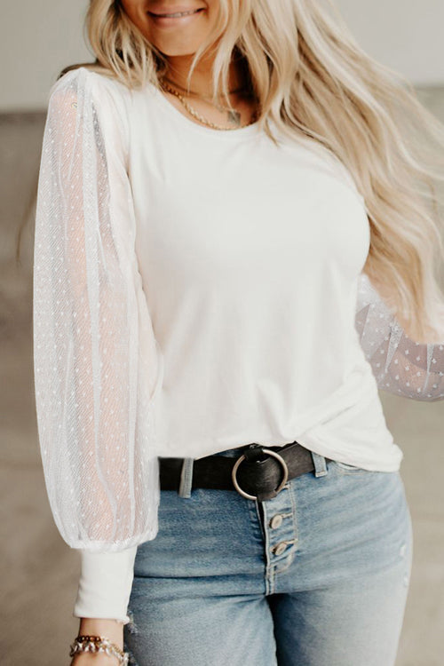 Oh Darling Swiss Dot Long Sleeve Top White