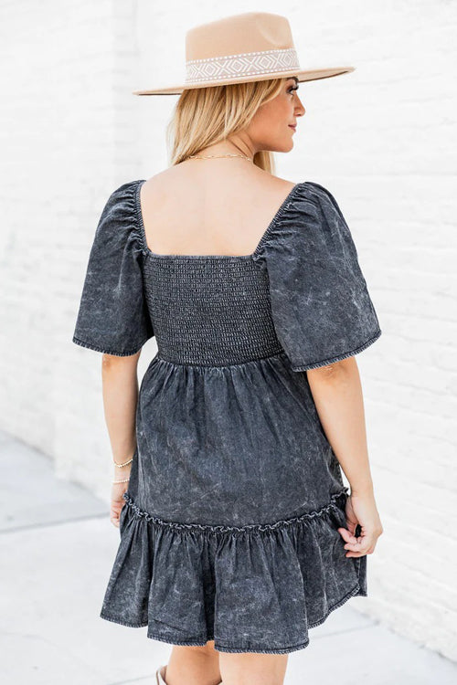 Pleasant Cutie Smocked Denim Mini Dress - 2 Colors