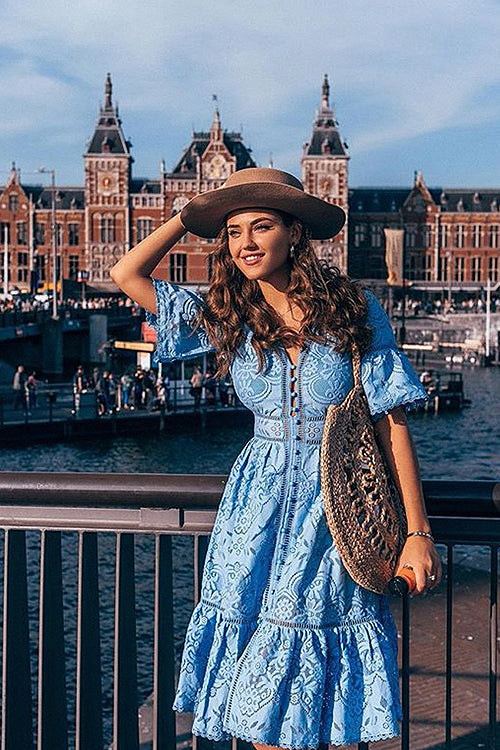 Spend Some Time Lace Midi Dress - 3 Colors Blue