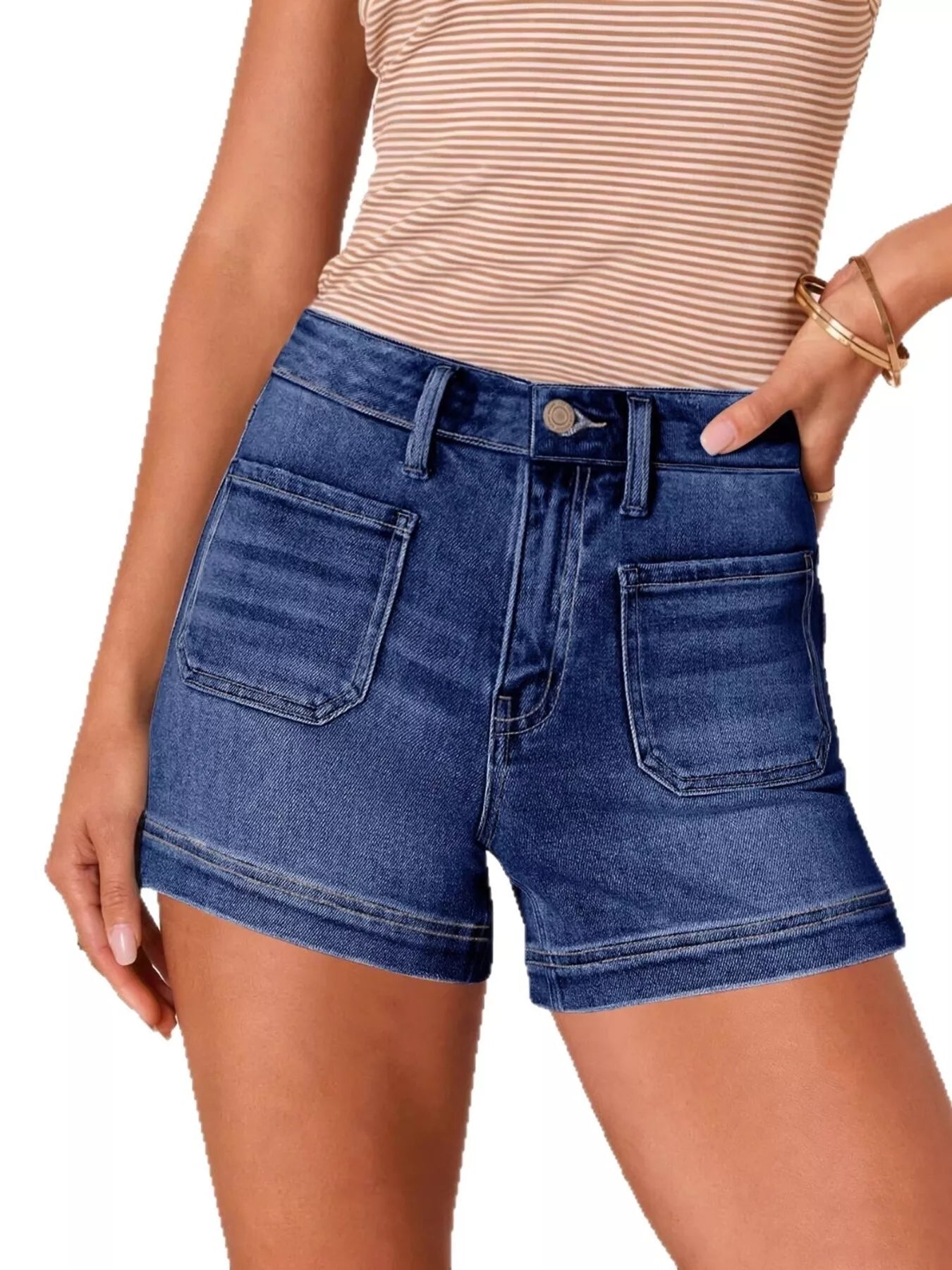 Trendy Denim Shorts High-Waisted